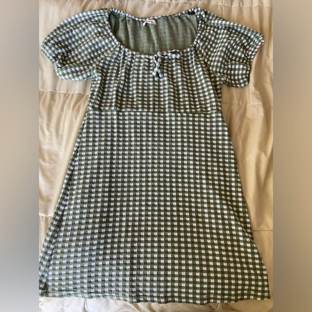 NWOT Madewell: Jacquard Puff-Sleeve Mini Dress in Gingham Check